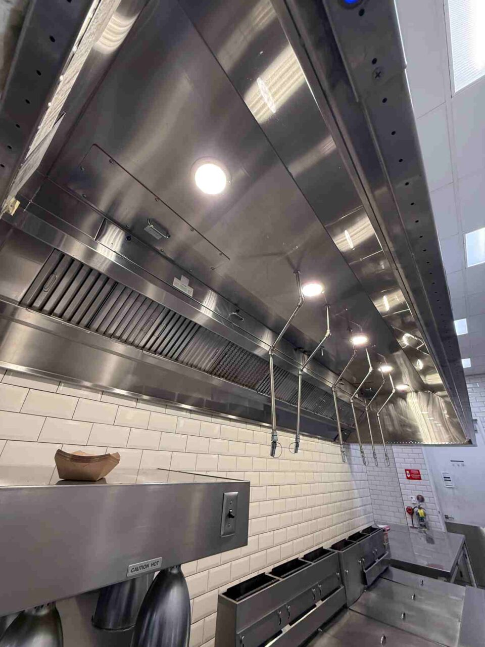 Stainless steel exhaust hood with lights & fire suppression system in Atlanta, GA