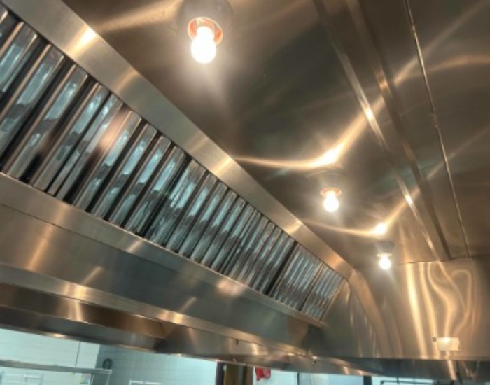 Interior view of a commercial kitchen hood system in Georgia & North Carolina